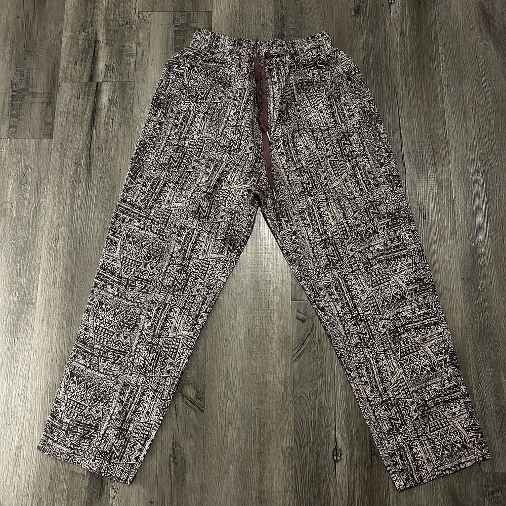 Easel Pants Womens Sz Large Boho Drawstring Wide Leg Patterned Relaxed Fit